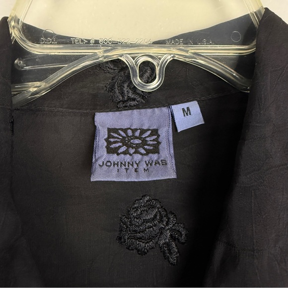 Johnny Was Vintage Black Rose Button Shirt - Picture 4 of 4